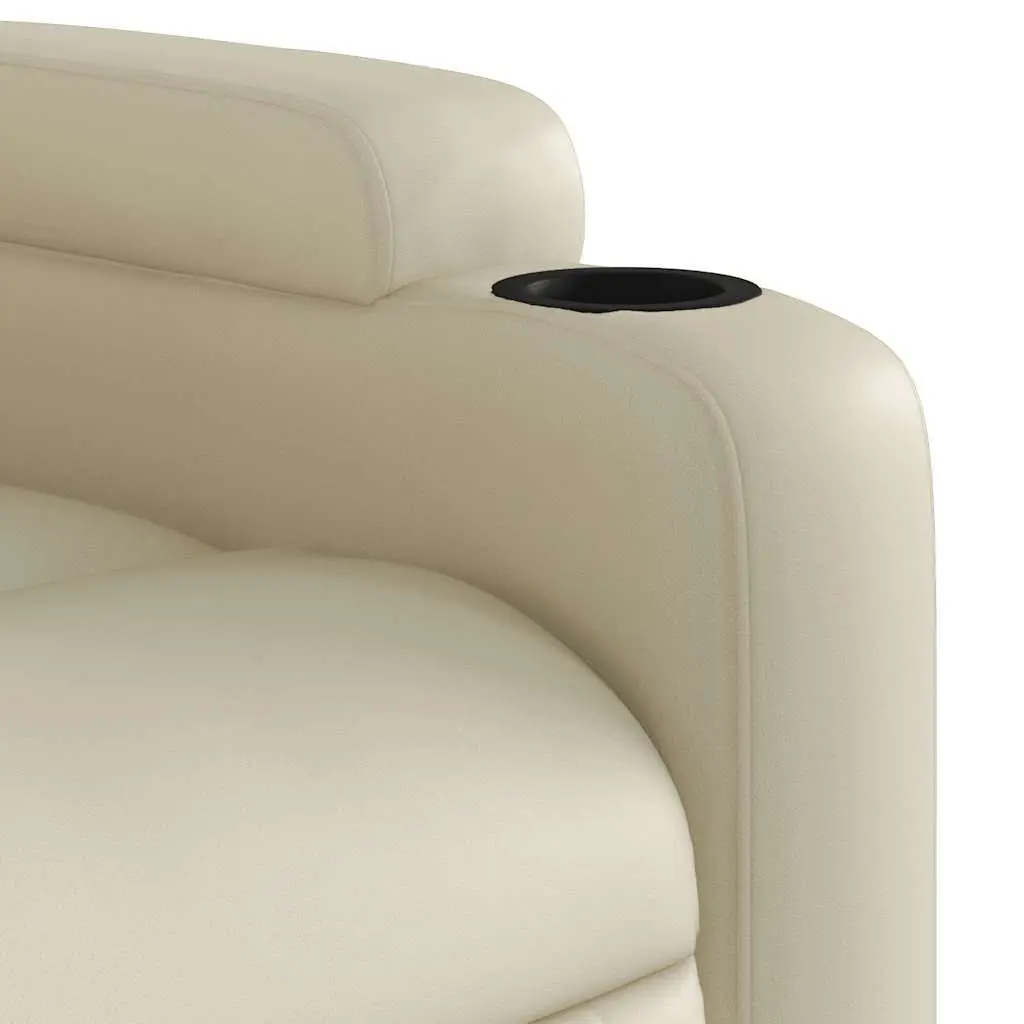 Electric Massage Recliner Chair Cream Faux Leather Power Lift Electric Reclining Vibration Massage
