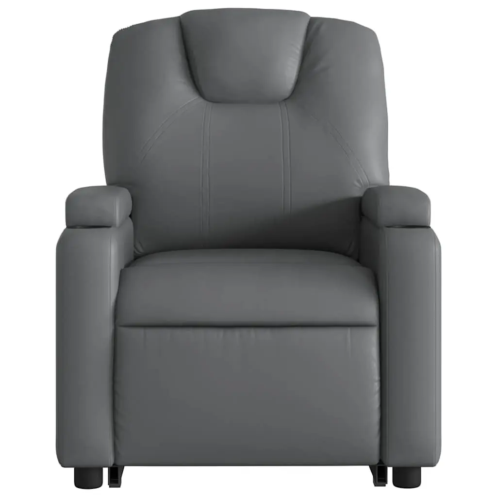 Electric Massage Recliner Chair Grey Faux Leather Lift Function