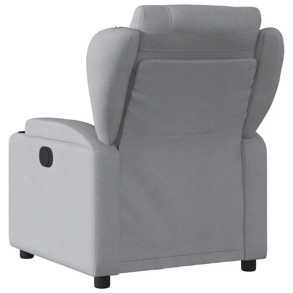 Recliner Chair Light Grey Manual Reclining Armchair with Footrest Cup Holders Side Pocket