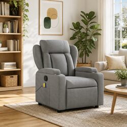 Compact Grey Fabric Massage Recliner Chair with Vibrations