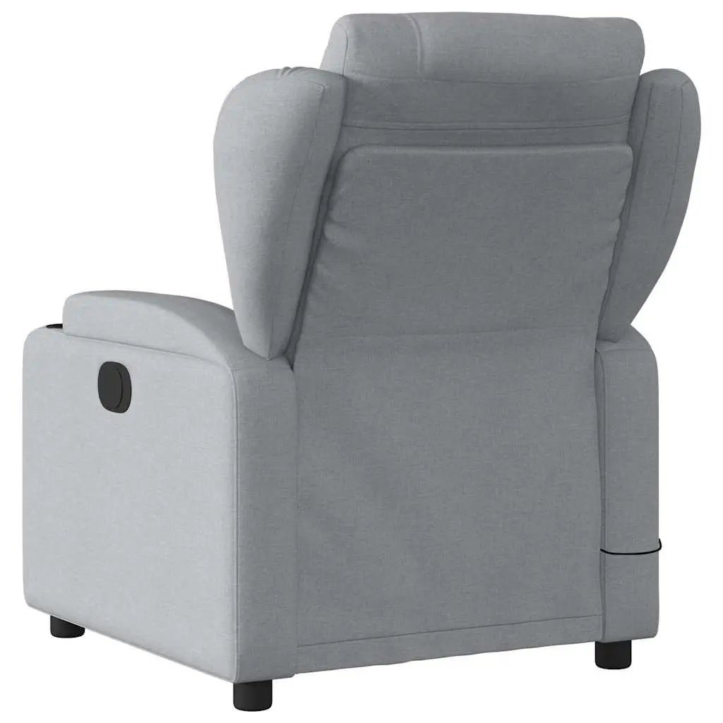 Massage Recliner Chair Grey Fabric Manual Recline 6 Massage Points Adjustable Backrest Vibration Armchair