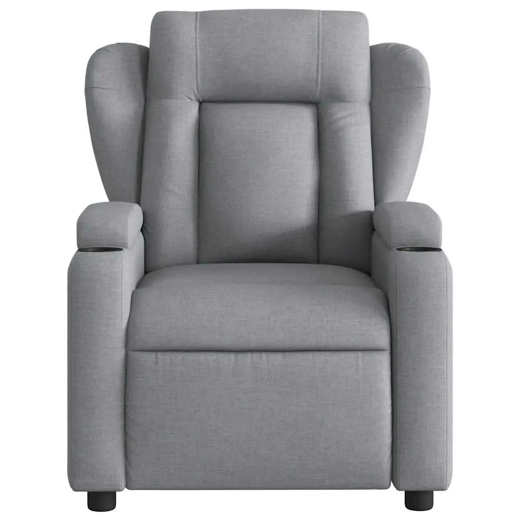 Massage Recliner Chair Grey Fabric Manual Recline 6 Massage Points Adjustable Backrest Vibration Armchair