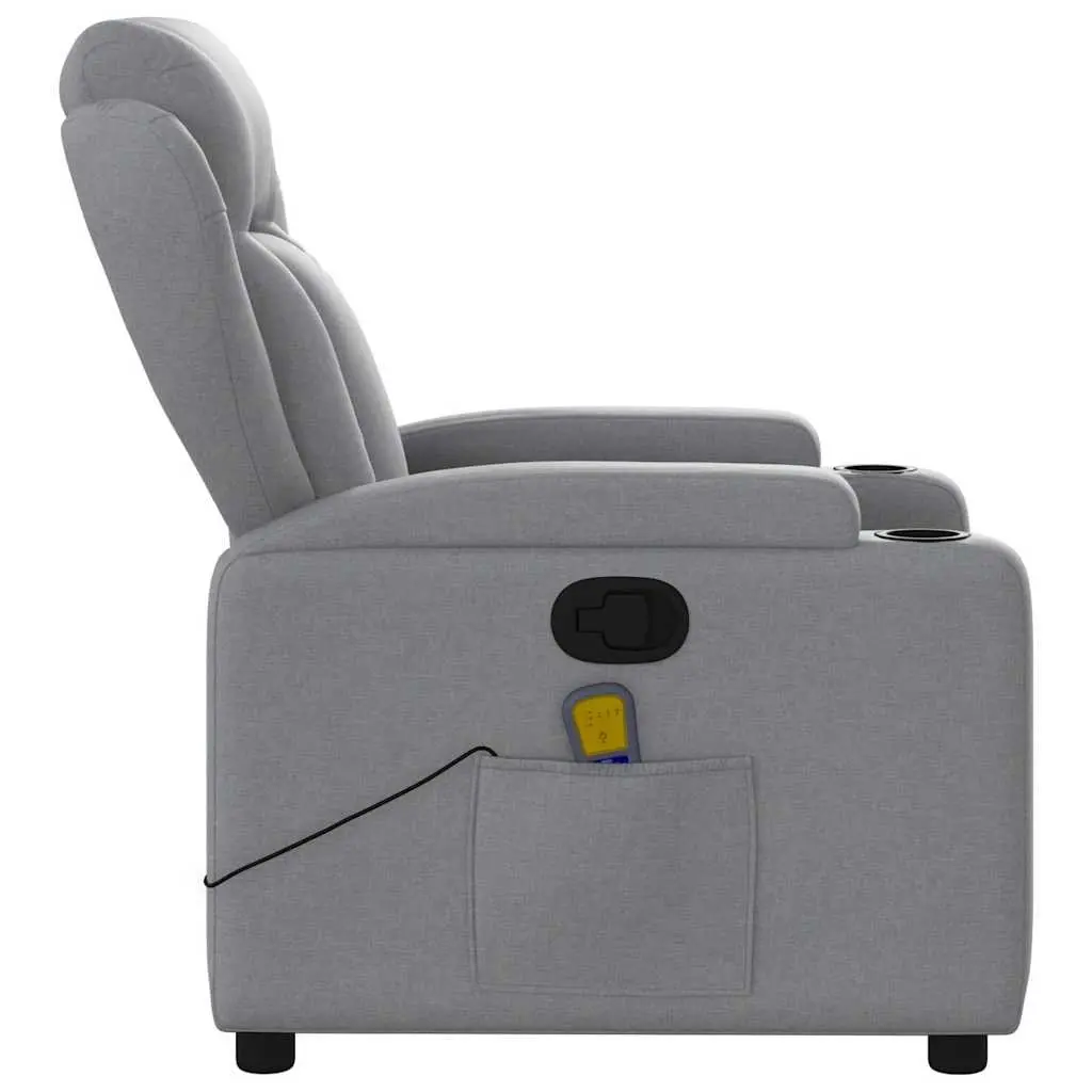 Massage Recliner Chair Grey Fabric Manual Recline 6 Massage Points Adjustable Backrest Vibration Armchair