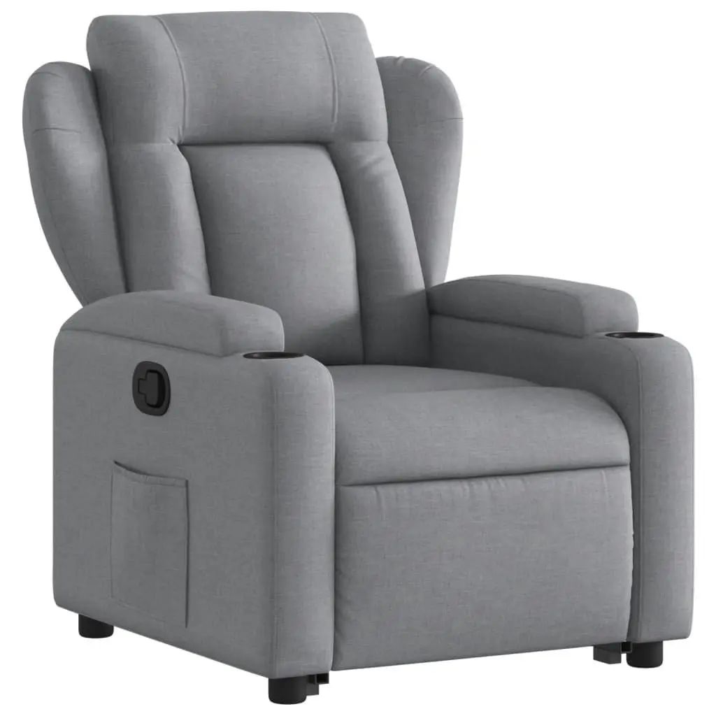 Stand Up Recliner Chair Grey Fabric Electric Power Lift for Elderly with Manual Reclining and Thickly Padded Seat