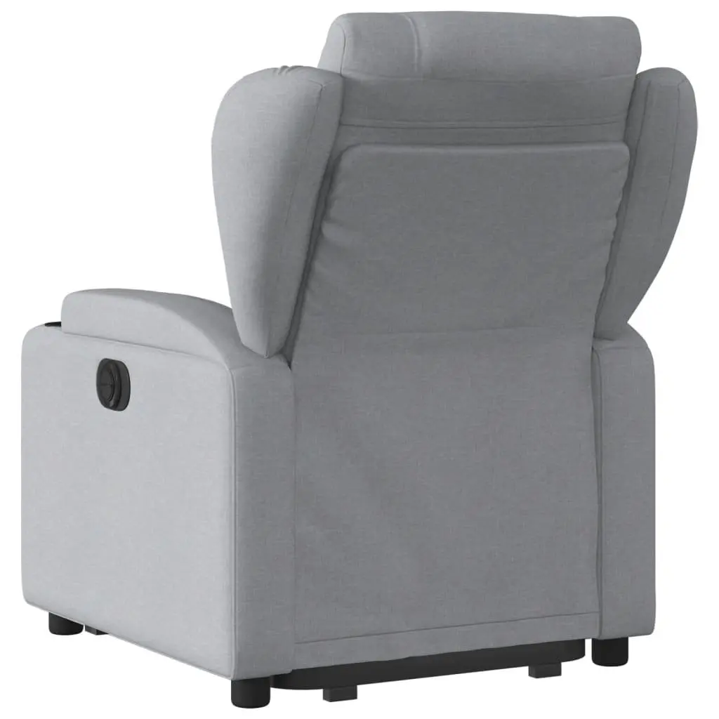 Stand Up Recliner Chair Grey Fabric Electric Power Lift for Elderly with Manual Reclining and Thickly Padded Seat