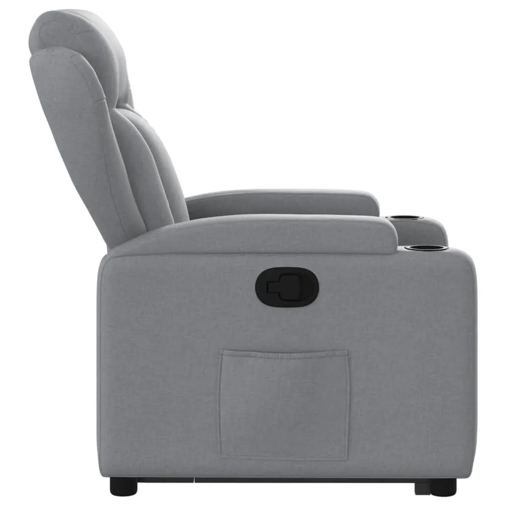 Stand Up Recliner Chair Grey Fabric Electric Power Lift for Elderly with Manual Reclining and Thickly Padded Seat