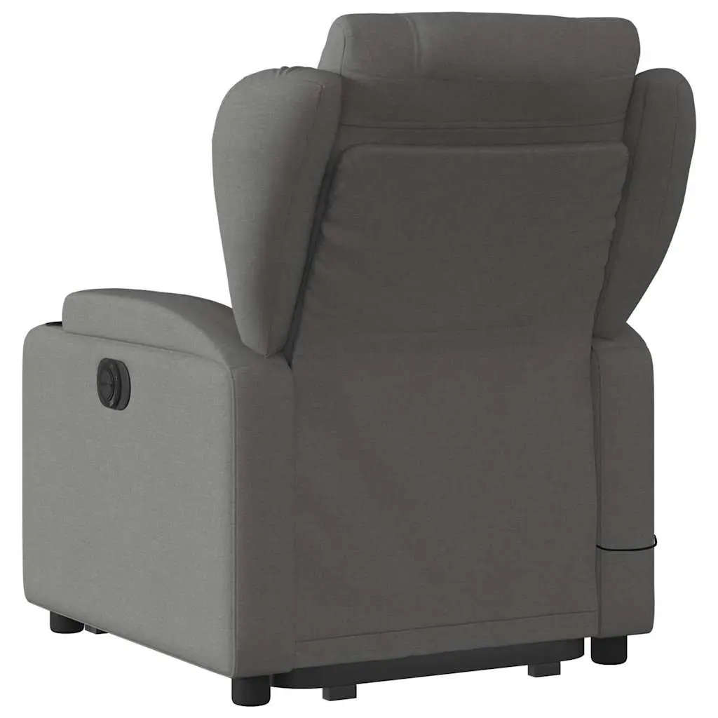 Stand Up Massage Recliner Chair Grey Fabric Power Lift Manual Recline Armchair