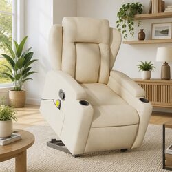 Cream Massage Recliner Chair