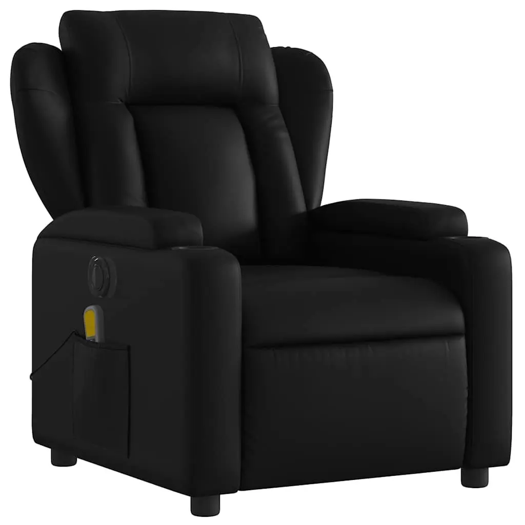 Electric Massage Recliner Chair Black Faux Leather 135 Degrees Automatic Reclining Vibration Massage
