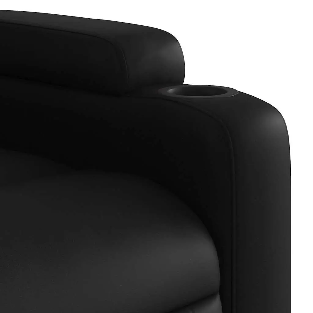 Stand Up Massage Recliner Chair Black Faux Leather Power Lift Armchair Elderly