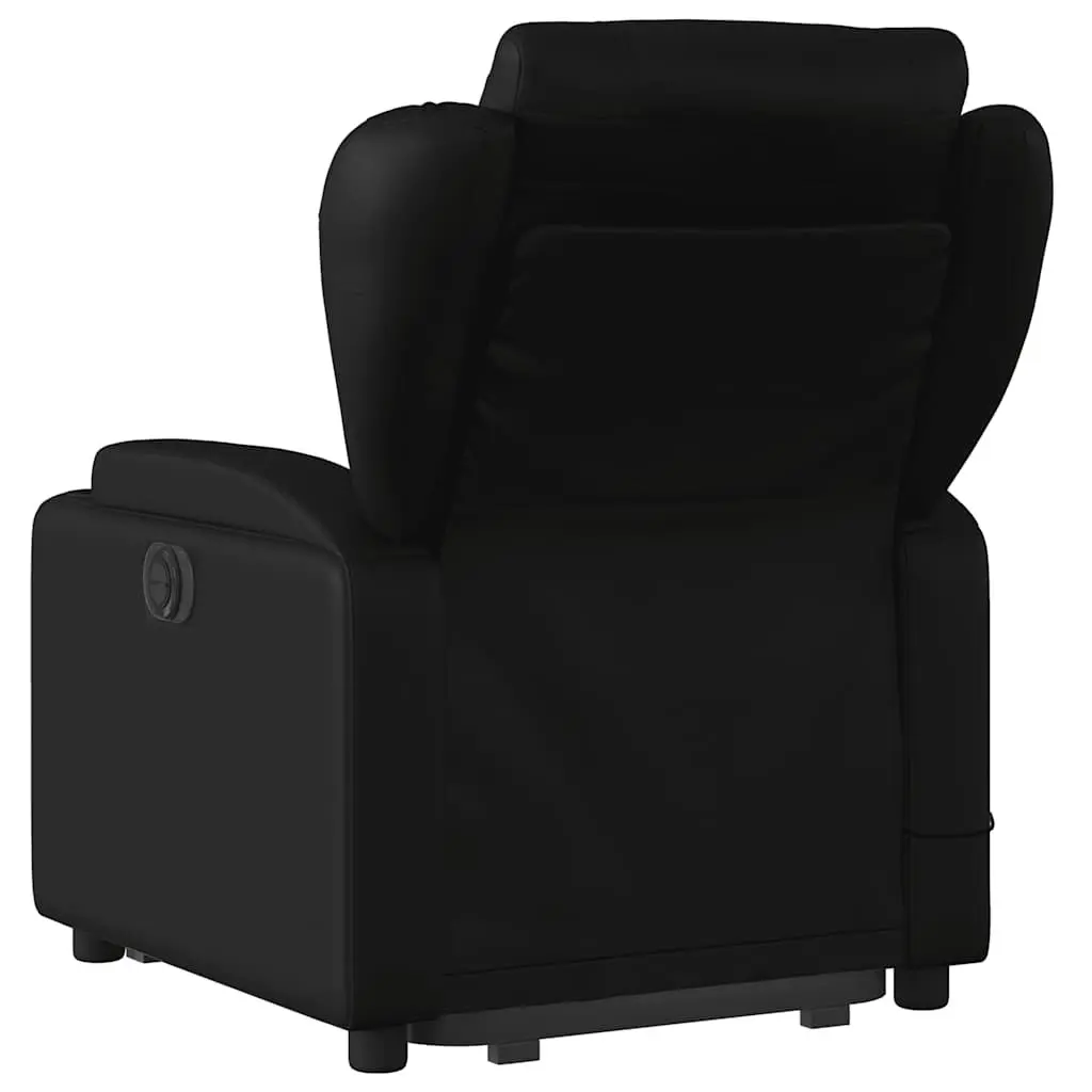 Stand Up Massage Recliner Chair Black Faux Leather Power Lift Armchair Elderly