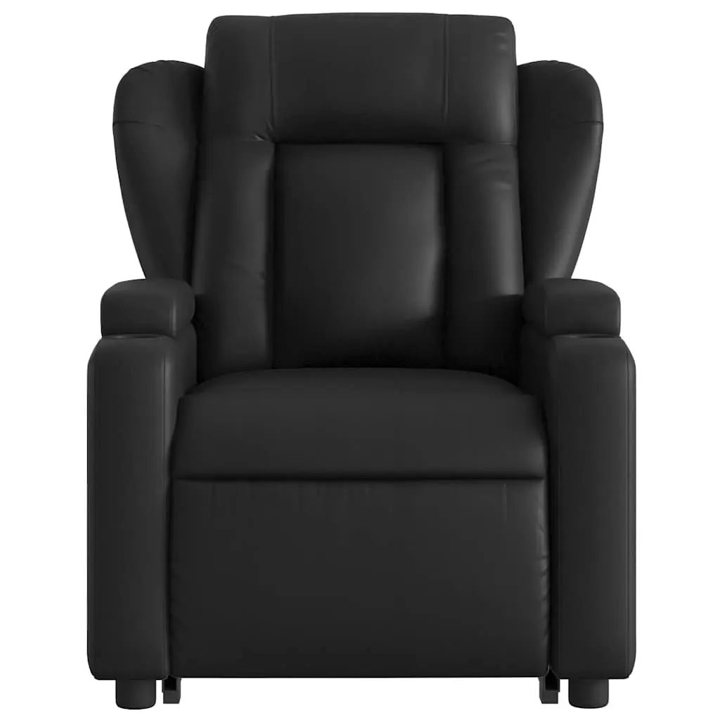 Stand Up Massage Recliner Chair Black Faux Leather Power Lift Armchair Elderly