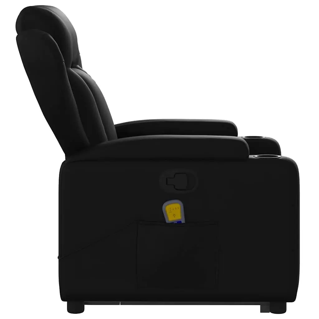 Stand Up Massage Recliner Chair Black Faux Leather Power Lift Armchair Elderly