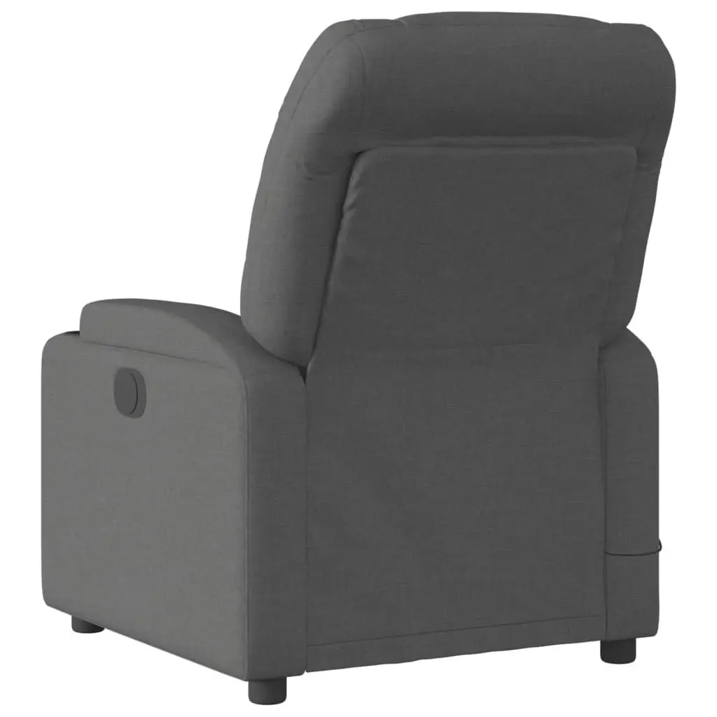 Recliner Chair Grey Fabric 135 Degrees Manual Recline 6 Point Vibration Massage Armchair