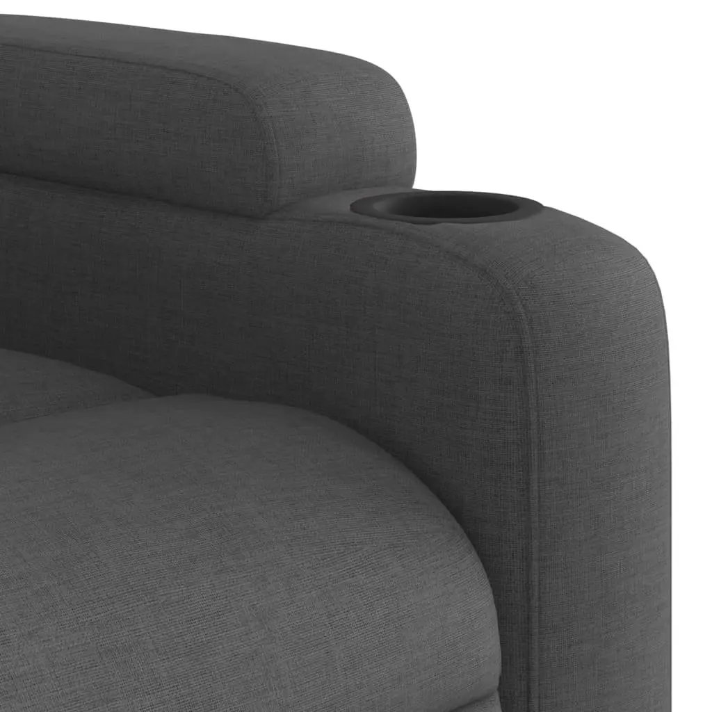 Recliner Chair Grey Fabric 135 Degrees Manual Recline 6 Point Vibration Massage Armchair