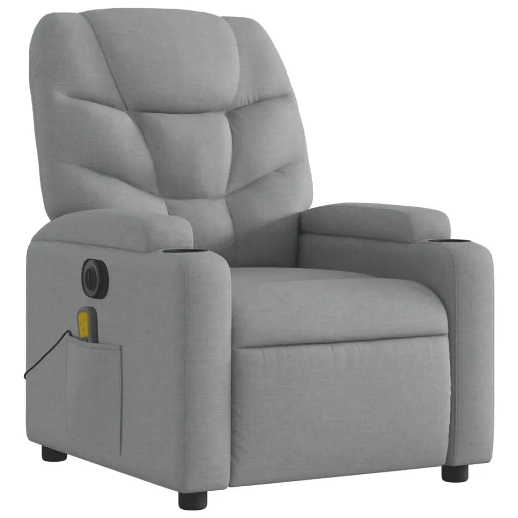 Electric Massage Recliner Chair Grey Fabric 135 Degrees Electric Reclining Vibration Massage