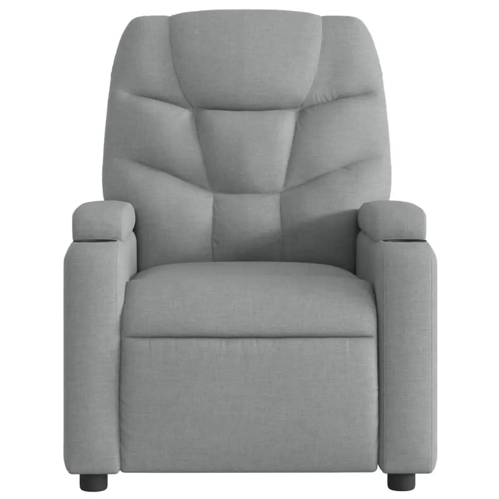 Electric Massage Recliner Chair Grey Fabric 135 Degrees Electric Reclining Vibration Massage