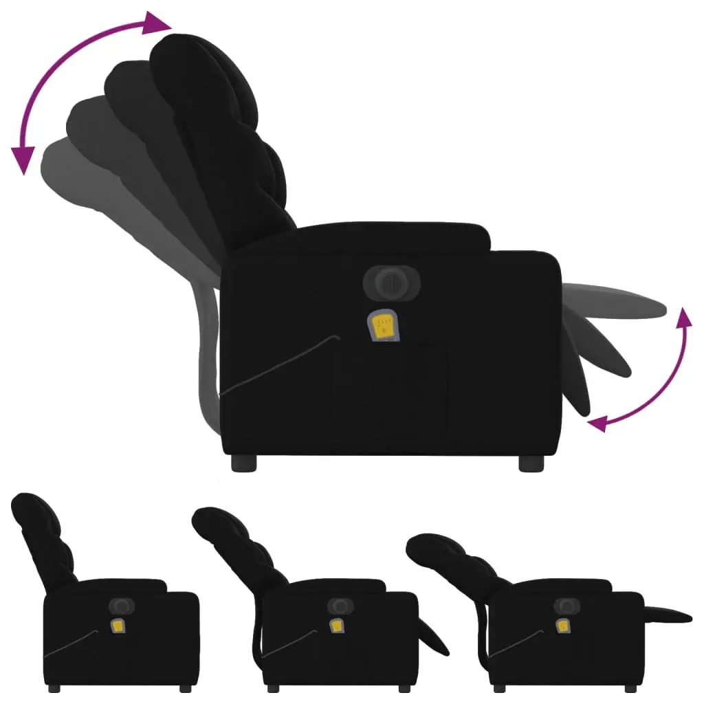 Electric Massage Recliner Chair Black Fabric 135 Degrees Electric Reclining Vibration Massage Therapy