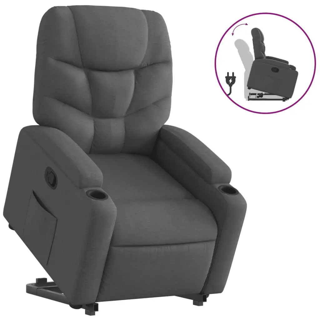 Grey Fabric Power Lift Recliner Chair