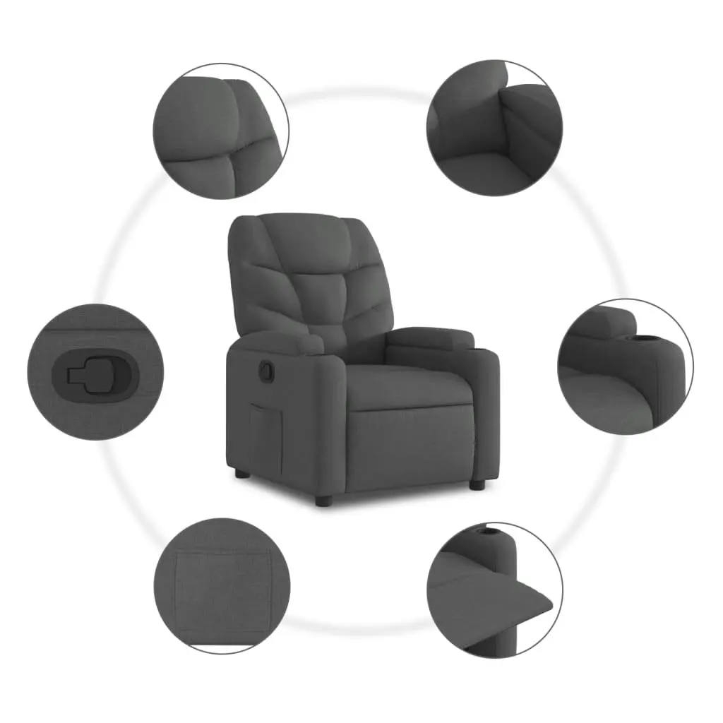 Grey Fabric Power Lift Recliner Chair