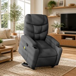Efficient Grey Fabric Recliner with Vibration Massage