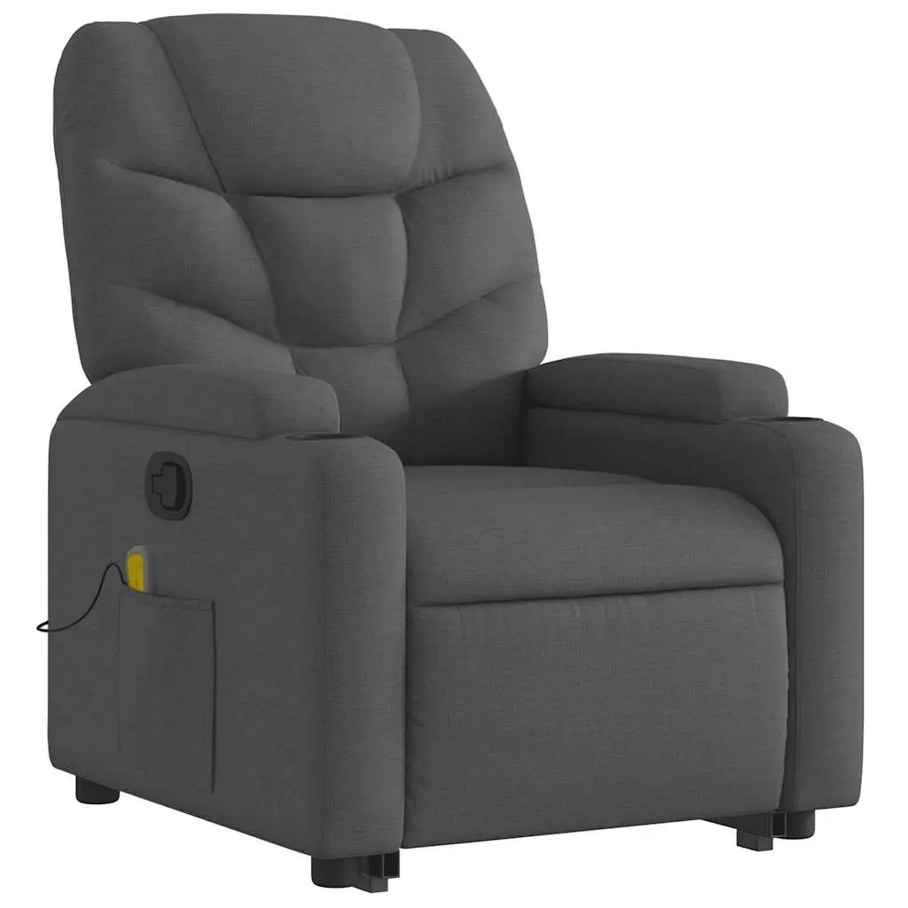 Stand Up Massage Recliner Chair Grey Fabric Power Lift Manual Recline Vibration