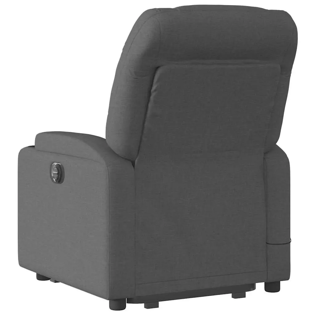 Stand Up Massage Recliner Chair Grey Fabric Power Lift Manual Recline Vibration