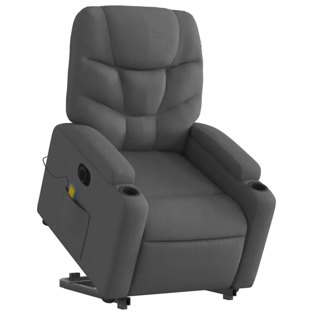 Electric Massage Recliner Chair Grey Fabric Power Lift 135 Degrees