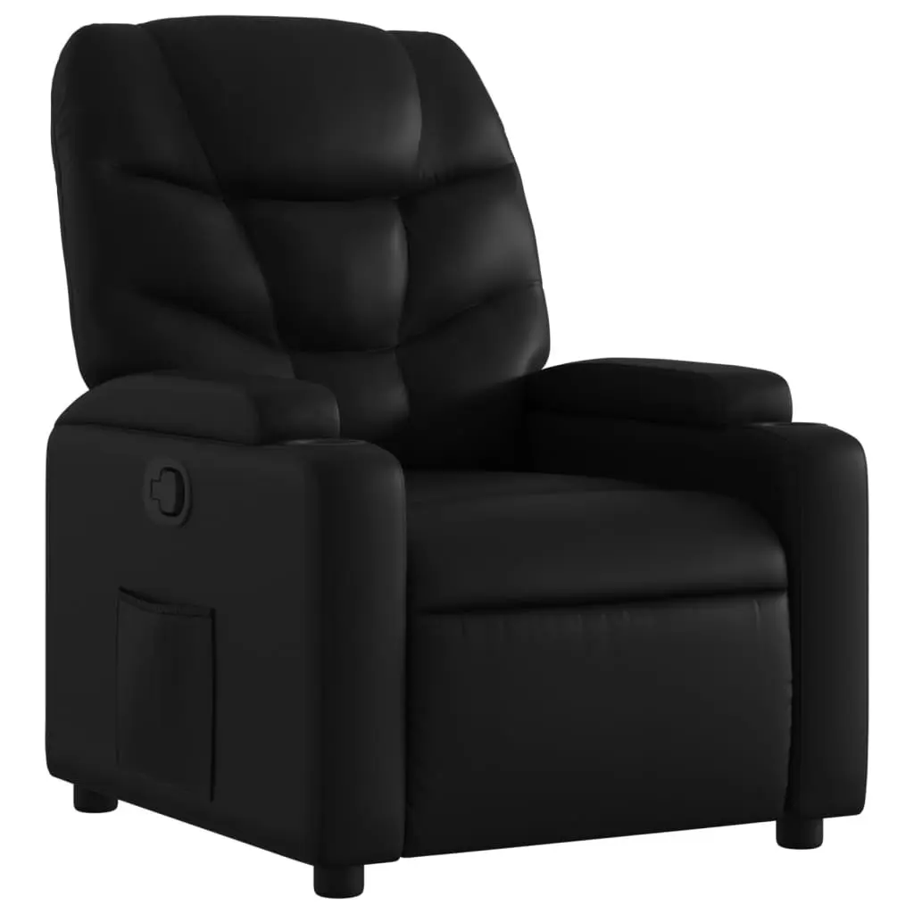 Recliner Chair Black Manual Reclining with Cup Holders and Side Pocket