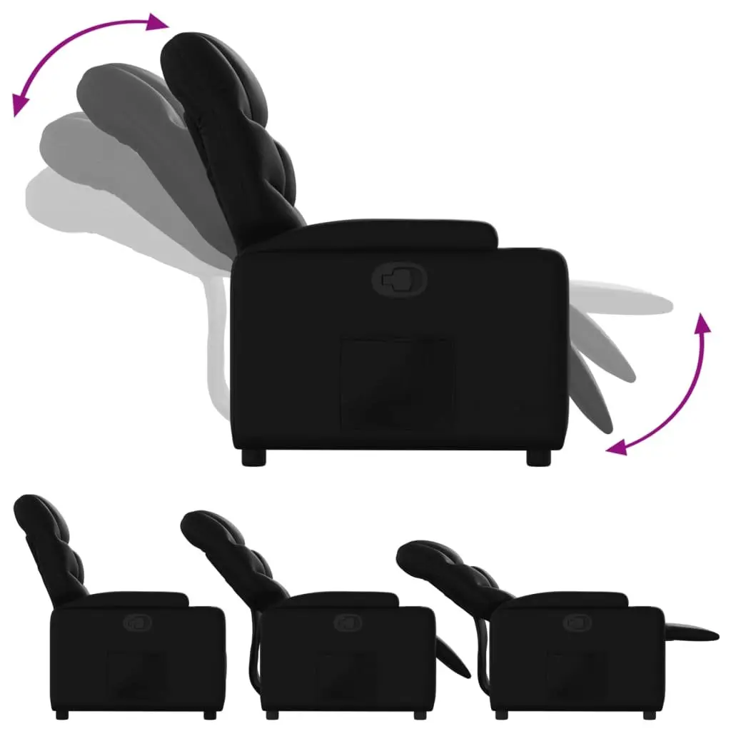 Recliner Chair Black Manual Reclining with Cup Holders and Side Pocket