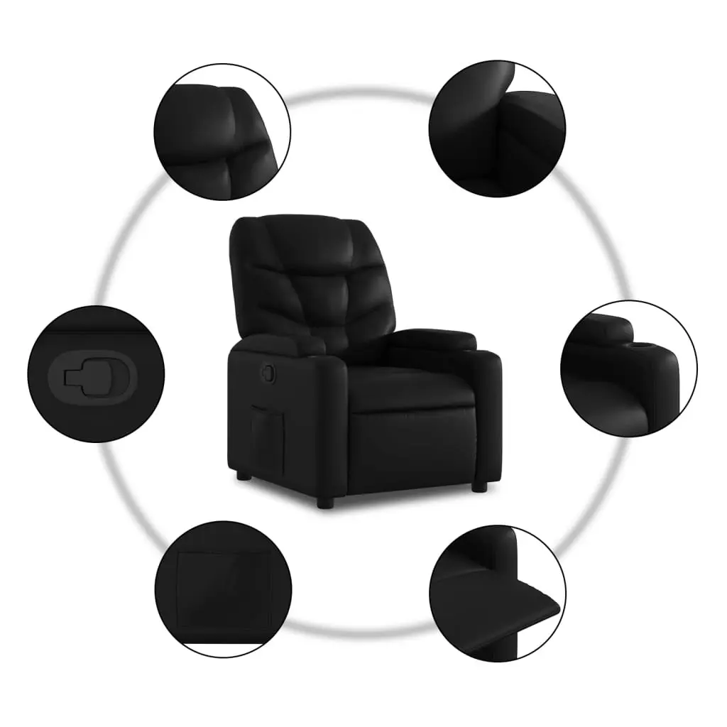Recliner Chair Black Manual Reclining with Cup Holders and Side Pocket