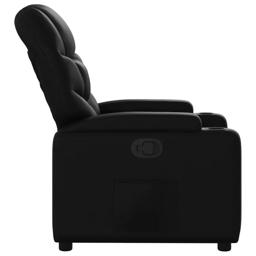 Recliner Chair Black Manual Reclining with Cup Holders and Side Pocket