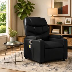 Reliable Black Faux Leather Massage Recliner for Your Comfort