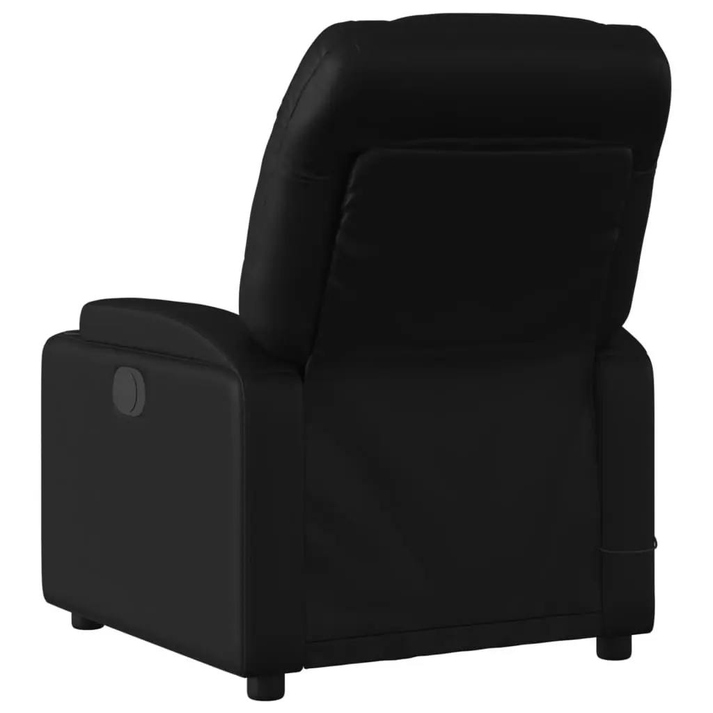 Massage Chair Manual Reclining Black Faux Leather with 6 Massage Points USB Powered Comfort Armchair