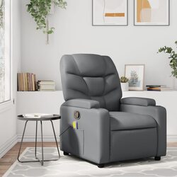Concise Grey Faux Leather Manual Recline Massage Chair
