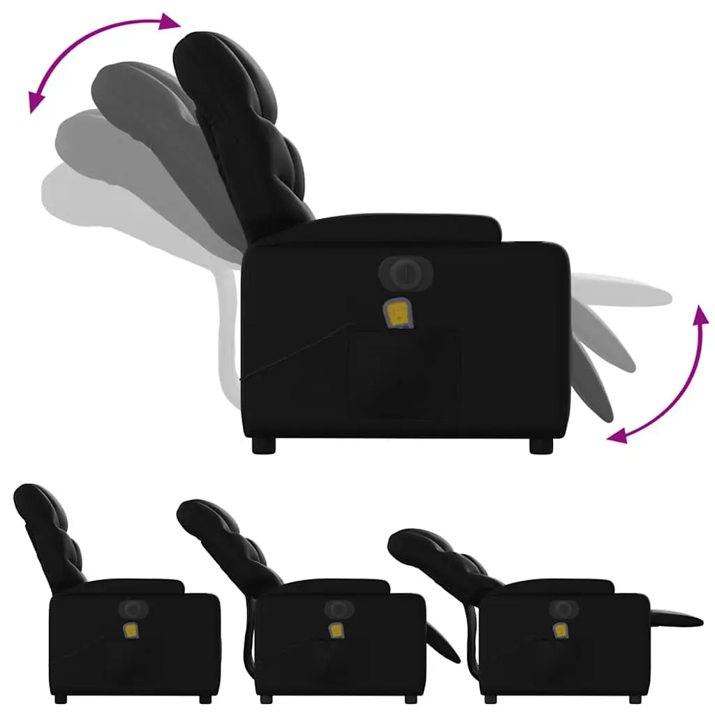 Electric Massage Recliner Chair Black Faux Leather Adjustable Footrest and Backrest with Cup Holders