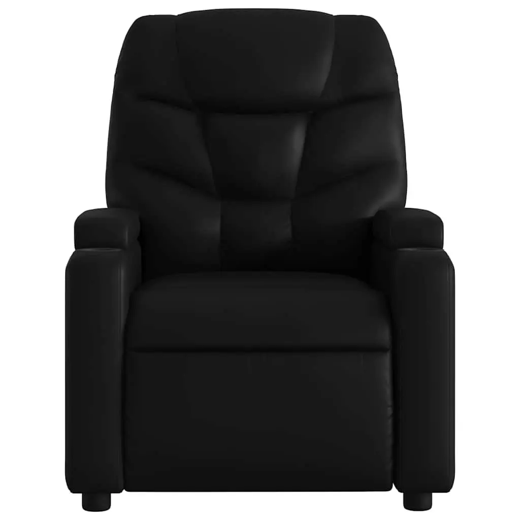 Electric Massage Recliner Chair Black Faux Leather Adjustable Footrest and Backrest with Cup Holders