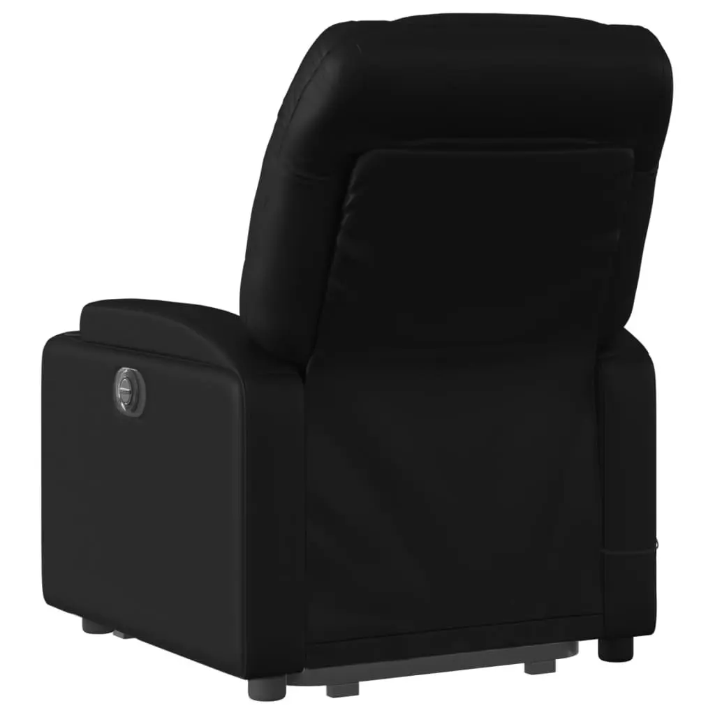 Electric Massage Chair Black Faux Leather Power Lift Recliner with Vibration Massage and Manual Reclining Capability