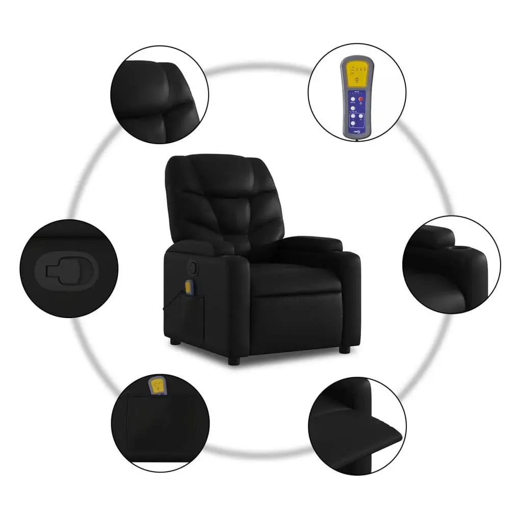 Electric Massage Chair Black Faux Leather Power Lift Recliner with Vibration Massage and Manual Reclining Capability