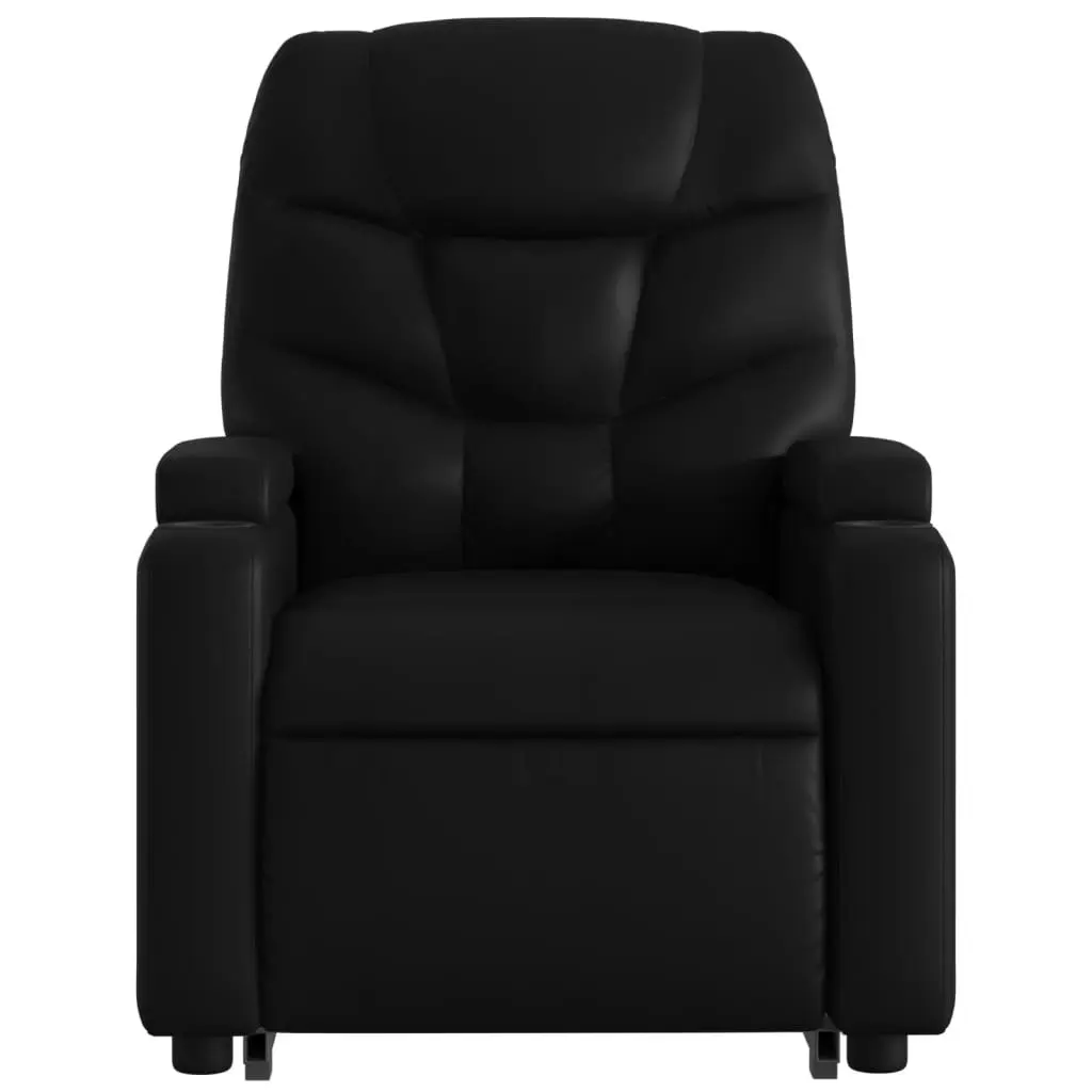 Electric Massage Chair Black Faux Leather Power Lift Recliner with Vibration Massage and Manual Reclining Capability