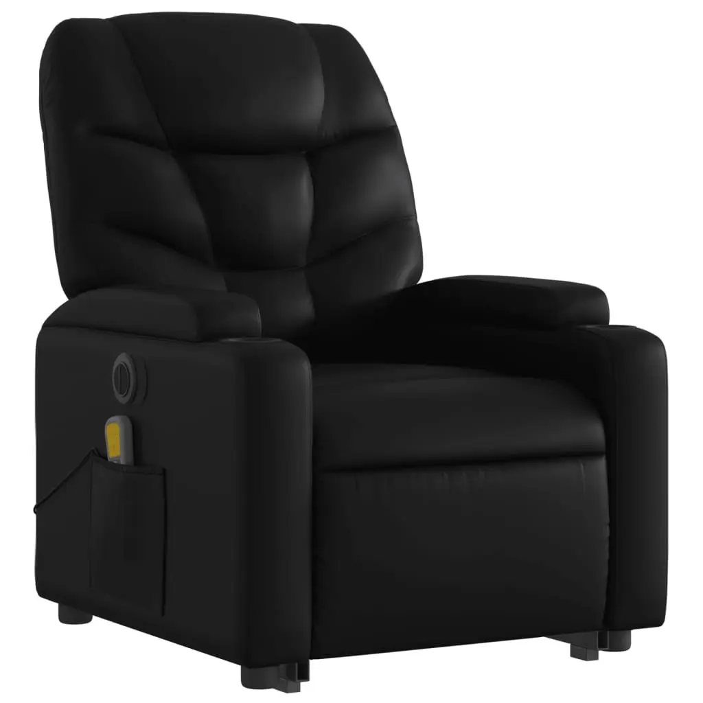 Electric Massage Chair Black Faux Leather Power Lift Recline 135 Degrees