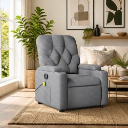Concise Grey Fabric Massage Recliner Chair