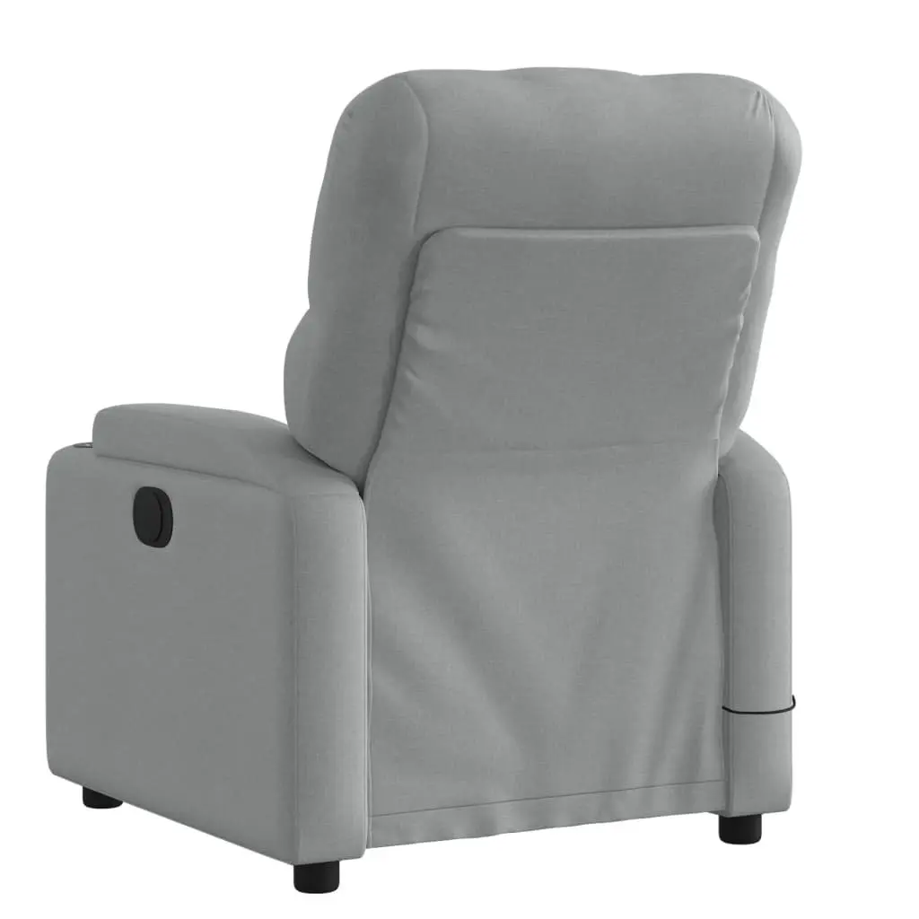 Massage Chair Light Grey Fabric Manual Recline Vibration Massage with 6 Points