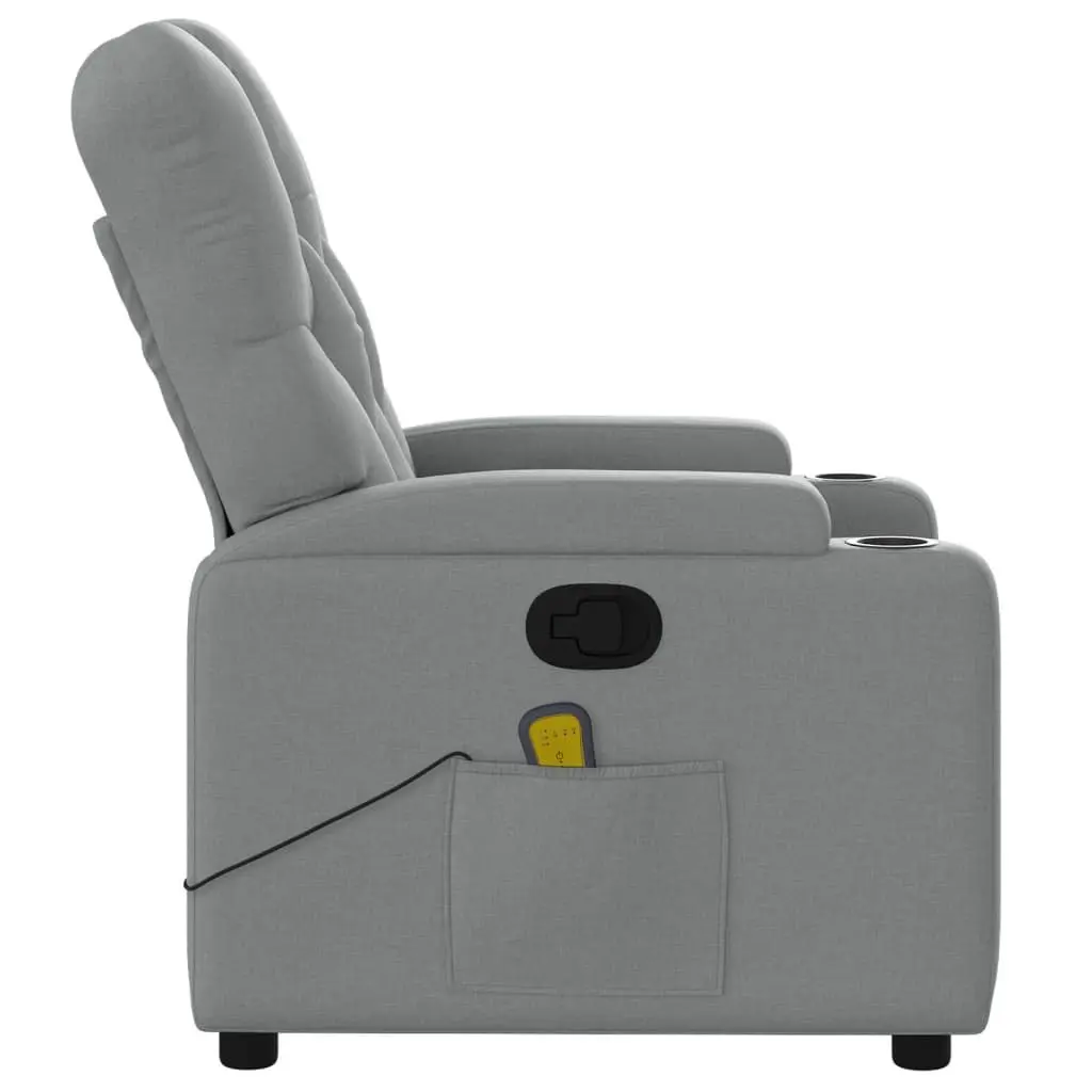 Massage Chair Light Grey Fabric Manual Recline Vibration Massage with 6 Points