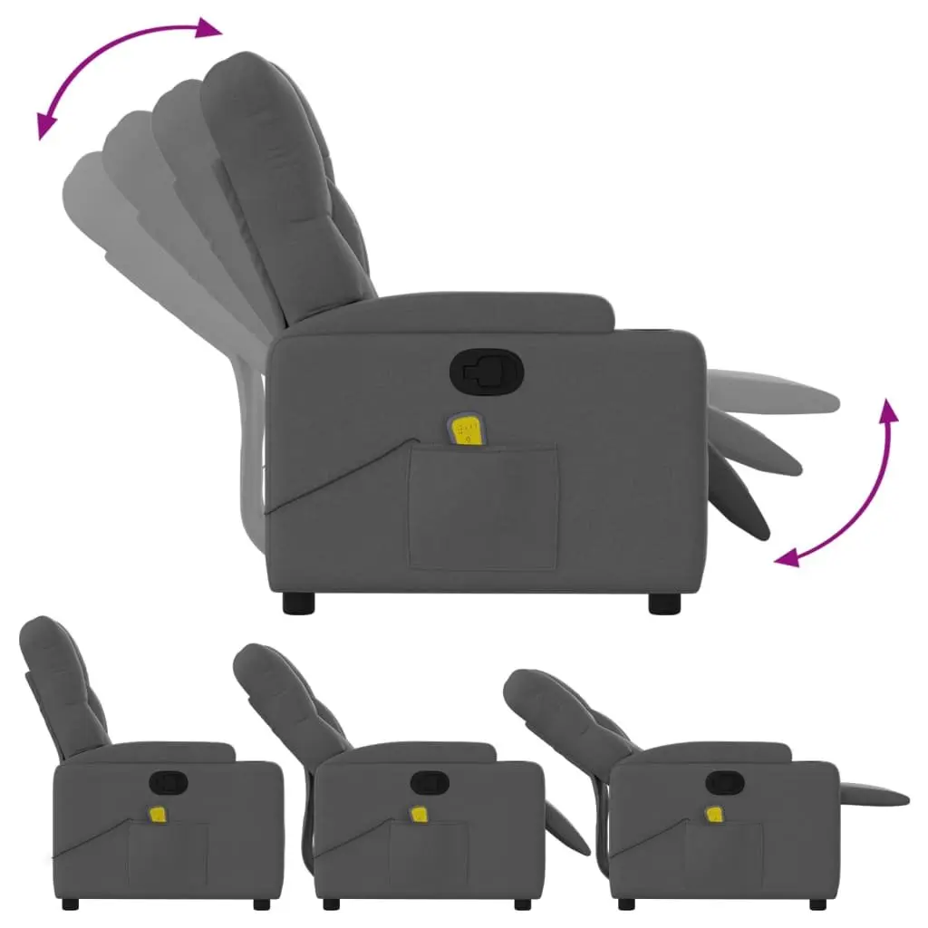 Massage Recliner Chair Grey Fabric Manual Reclining with Vibration Massage 135 Degrees