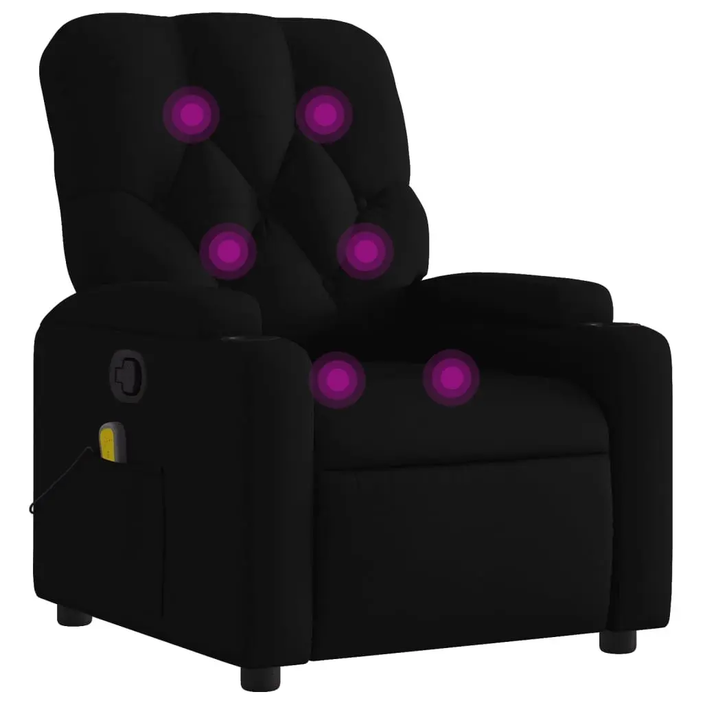 Massage Recliner Chair Black Fabric Manual Recline Vibration