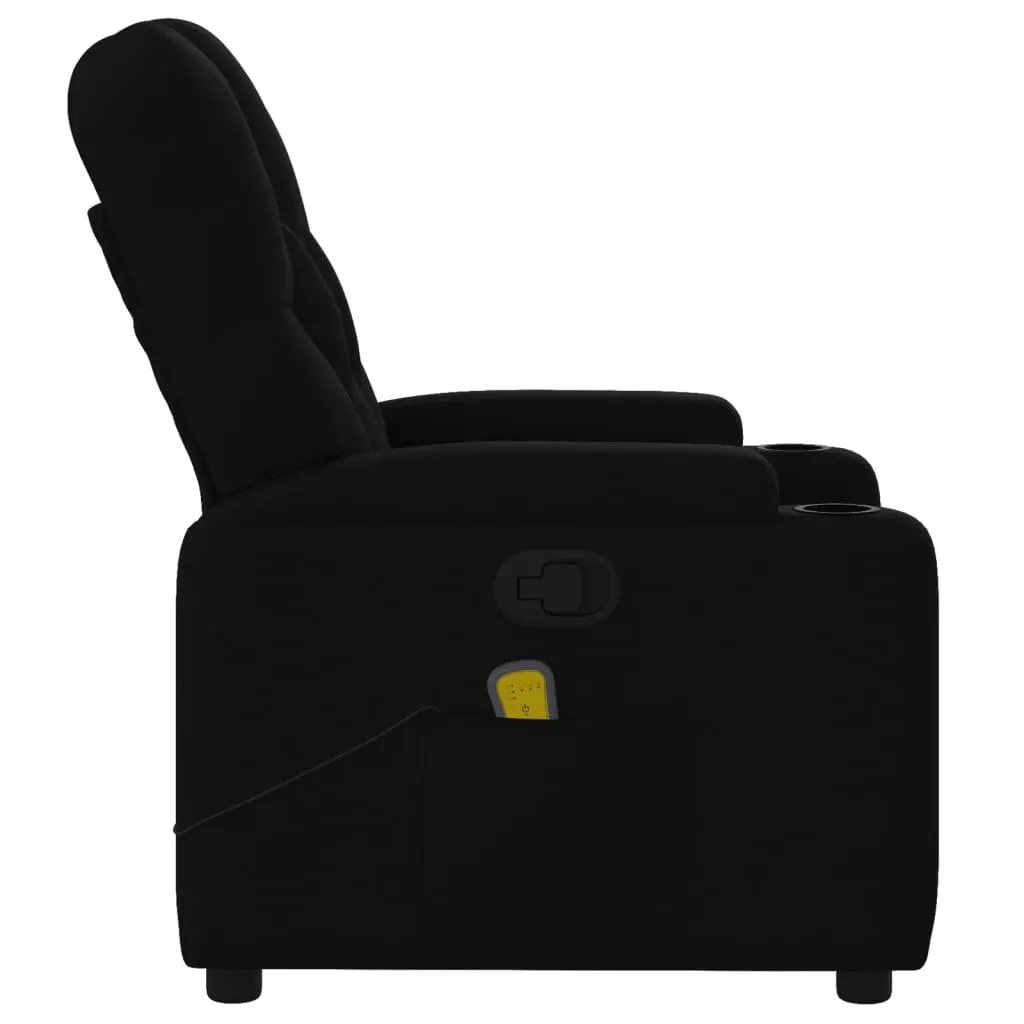 Massage Recliner Chair Black Fabric Manual Recline Vibration