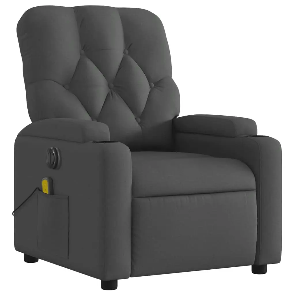 Electric Massage Recliner Chair Grey Fabric 135 Degrees Recline 6 Massage Points