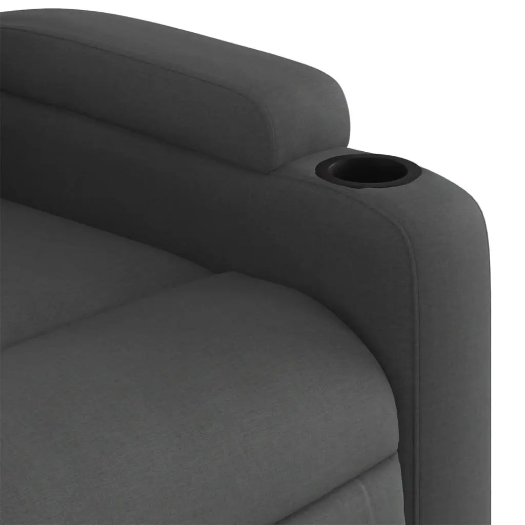 Electric Massage Recliner Chair Grey Fabric 135 Degrees Recline 6 Massage Points