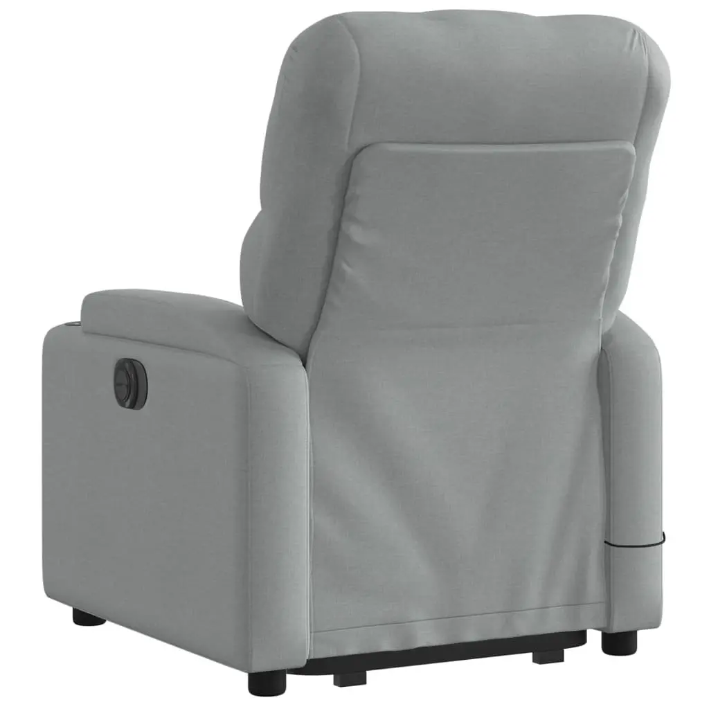 Massage Recliner Chair Grey Fabric Power Lift Electric Armchair for Elderly